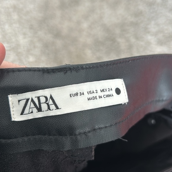 Zara High Rise Straight Leg Vegan Leather Pant Black - Picture 9 of 12